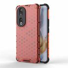 For Honor 90 Shockproof Honeycomb Phone Case(Red) - 1