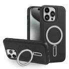 For iPhone 15 Pro Max Shield MagSafe Magnetic Holder Phone Case(Black) - 1