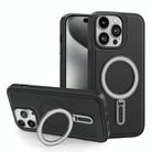 For iPhone 15 Plus Shield MagSafe Magnetic Holder Phone Case(Black) - 1
