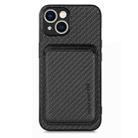 For iPhone 15 Plus Carbon Fiber Leather Card Magsafe Phone Case(Black) - 1