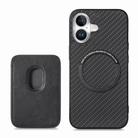 For iPhone 16 Plus Carbon Fiber Leather Card Magsafe Phone Case(Black) - 3