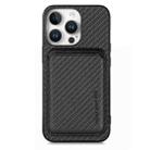 For iPhone 16 Pro Carbon Fiber Leather Card Magsafe Phone Case(Black) - 1