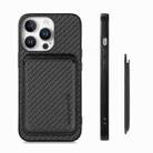 For iPhone 16 Pro Carbon Fiber Leather Card Magsafe Phone Case(Black) - 2