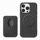 For iPhone 16 Pro Carbon Fiber Leather Card Magsafe Phone Case(Black) - 3