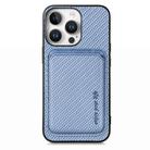 For iPhone 16 Pro Carbon Fiber Leather Card Magsafe Phone Case(Blue) - 1