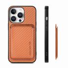 For iPhone 16 Pro Carbon Fiber Leather Card Magsafe Phone Case(Brown) - 2