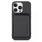 For iPhone 16 Pro Max Carbon Fiber Leather Card Magsafe Phone Case(Black) - 1