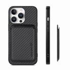 For iPhone 16 Pro Max Carbon Fiber Leather Card Magsafe Phone Case(Black) - 2