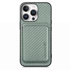 For iPhone 16 Pro Max Carbon Fiber Leather Card Magsafe Phone Case(Green) - 1