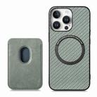 For iPhone 16 Pro Max Carbon Fiber Leather Card Magsafe Phone Case(Green) - 3