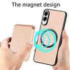 For iPhone 16e Carbon Fiber Leather Card Magsafe Phone Case(Khaki) - 3