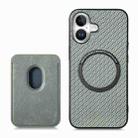 For iPhone 17 Carbon Fiber Leather Card Magsafe Phone Case(Green) - 2