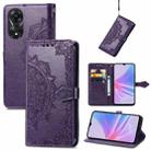 For OPPO A58 4G Mandala Flower Embossed Leather Phone Case(Purple) - 1