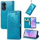 For OPPO A58 4G Mandala Flower Embossed Leather Phone Case(Blue) - 1