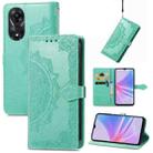 For OPPO A58 4G Mandala Flower Embossed Leather Phone Case(Green) - 1