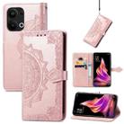 For OPPO Reno9 Pro+ Mandala Flower Embossed Leather Phone Case(Rose Gold) - 1