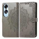 For OPPO A60 Mandala Flower Embossed Leather Phone Case(Gray) - 2