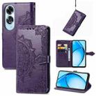 For OPPO A60 Mandala Flower Embossed Leather Phone Case(Purple) - 1