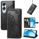 For OPPO A60 Mandala Flower Embossed Leather Phone Case(Black) - 1