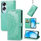 For OPPO A60 Mandala Flower Embossed Leather Phone Case(Green) - 1