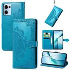 For OPPO Reno13 Mandala Flower Embossed Leather Phone Case(Blue) - 1
