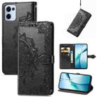 For OPPO Reno13 Mandala Flower Embossed Leather Phone Case(Black) - 1