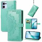 For OPPO Reno13 Mandala Flower Embossed Leather Phone Case(Green) - 1