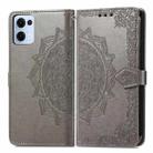 For OPPO Reno13 Pro Mandala Flower Embossed Leather Phone Case(Gray) - 2