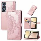 For Realme C65 Mandala Flower Embossed Leather Phone Case(Rose Gold) - 1