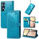 For Realme C65 Mandala Flower Embossed Leather Phone Case(Blue) - 1