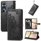 For Realme C65 Mandala Flower Embossed Leather Phone Case(Black) - 1