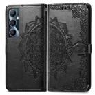 For Realme C65 Mandala Flower Embossed Leather Phone Case(Black) - 2