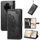 For Realme 14 Pro+ Mandala Flower Embossed Leather Phone Case(Black) - 1