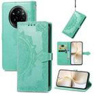 For Realme 14 Pro+ Mandala Flower Embossed Leather Phone Case(Green) - 1