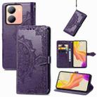 For vivo Y78 Mandala Flower Embossed Leather Phone Case(Purple) - 1