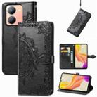 For vivo Y78 Mandala Flower Embossed Leather Phone Case(Black) - 1