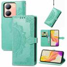 For vivo Y78 Mandala Flower Embossed Leather Phone Case(Green) - 1