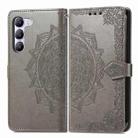 For vivo V40 SE Mandala Flower Embossed Leather Phone Case(Gray) - 2