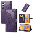 For vivo V40 SE Mandala Flower Embossed Leather Phone Case(Purple) - 1