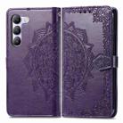 For vivo V40 SE Mandala Flower Embossed Leather Phone Case(Purple) - 2