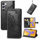 For vivo V40 SE Mandala Flower Embossed Leather Phone Case(Black) - 1