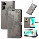 For vivo Y37 Mandala Flower Embossed Leather Phone Case(Gray) - 1