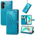 For vivo Y37 Mandala Flower Embossed Leather Phone Case(Blue) - 1