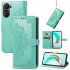 For vivo Y37 Mandala Flower Embossed Leather Phone Case(Green) - 1