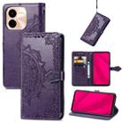 For vivo Y37 Pro Mandala Flower Embossed Leather Phone Case(Purple) - 1