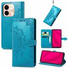 For vivo Y37 Pro Mandala Flower Embossed Leather Phone Case(Blue) - 1