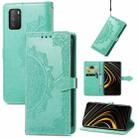 For Xiaomi Poco M3 Mandala Flower Embossed Leather Phone Case(Green) - 1