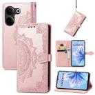 For Tecno Camon 20 Mandala Flower Embossed Leather Phone Case(Rose Gold) - 1