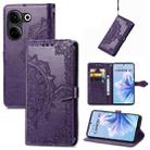 For Tecno Camon 20 Mandala Flower Embossed Leather Phone Case(Purple) - 1