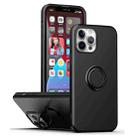 For iPhone 15 Ring Kickstand Silicone Phone Case(Black) - 1
